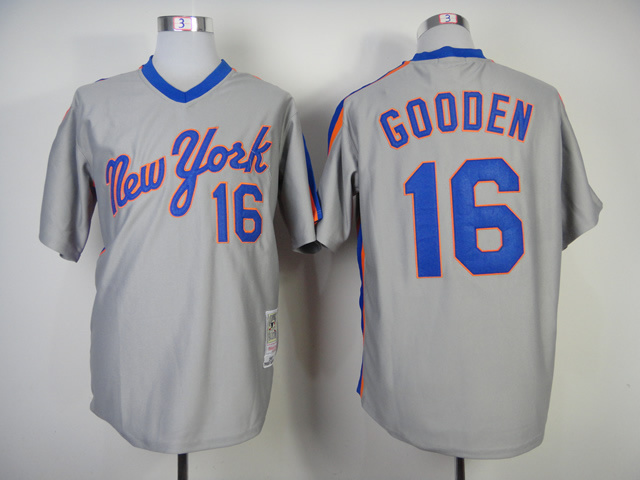 Men New York Mets #16 Gooden Grey Throwback MLB Jerseys->->MLB Jersey